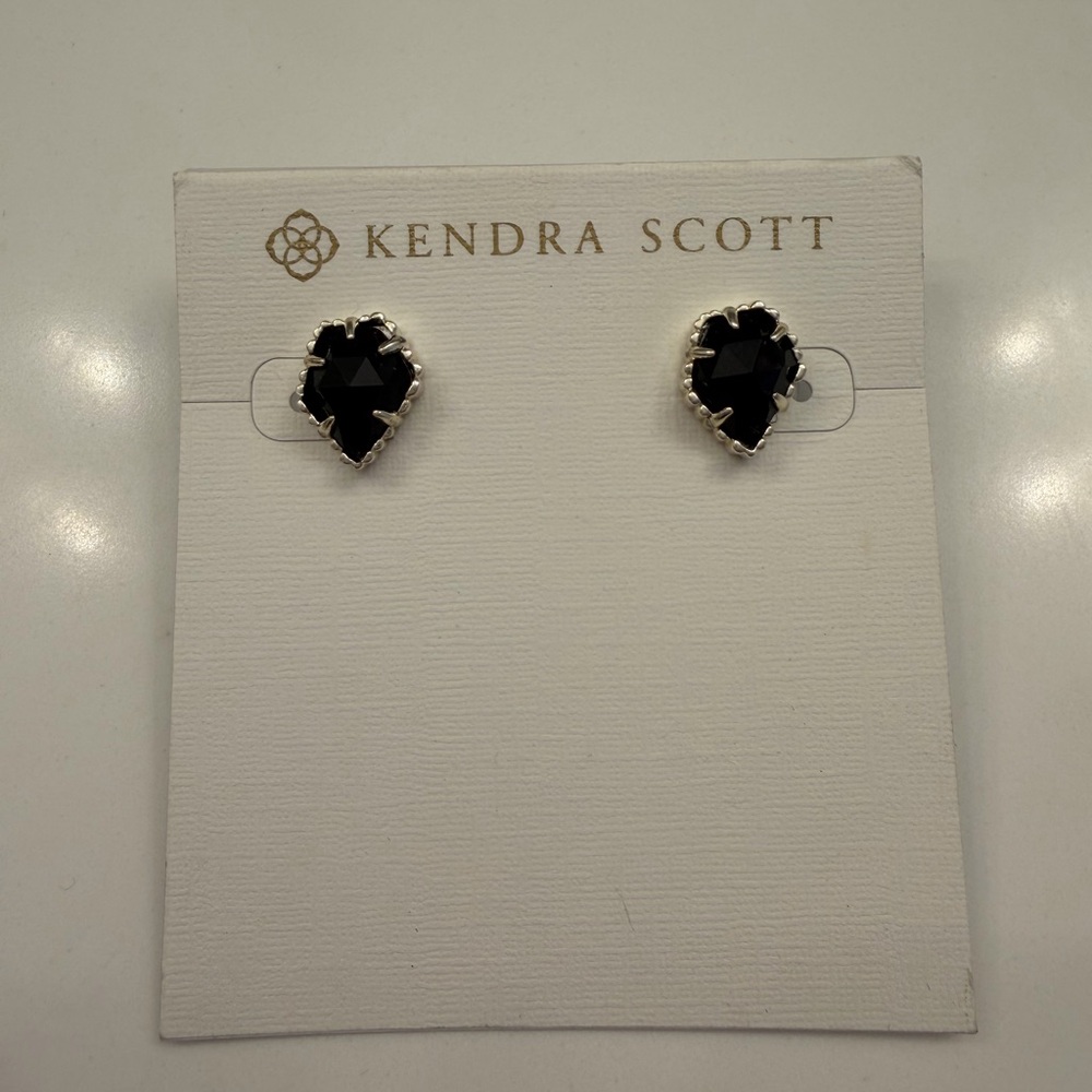 Kendra Scott Black Stud Earrings - Silver Setting